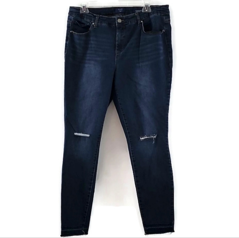 Kaari Blue Curvy Raw Hem Skinny Jean Size 14W